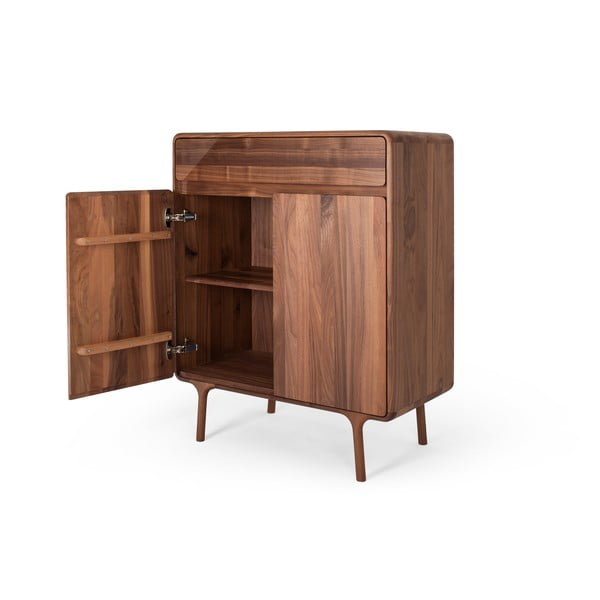 Кафяв скрин от масивен орех 90x110x45 cm Fawn – Gazzda-image-3