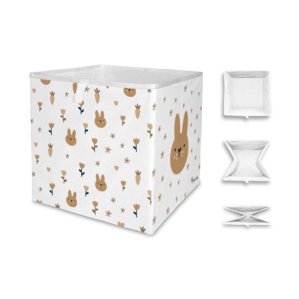 Бял текстилен органайзер за детски играчки  32x32x32 cm Sweet Bunnies – Butter Kings-image-3