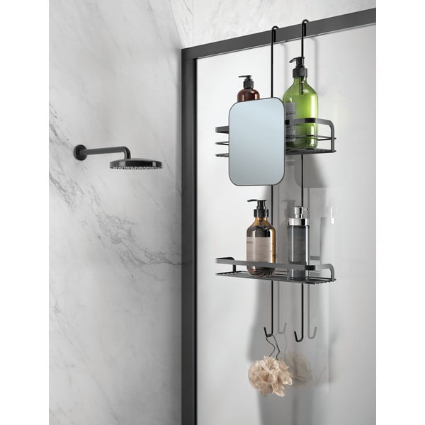 Матово черен висящ стоманен рафт за баня Lava - Metaltex-image-1