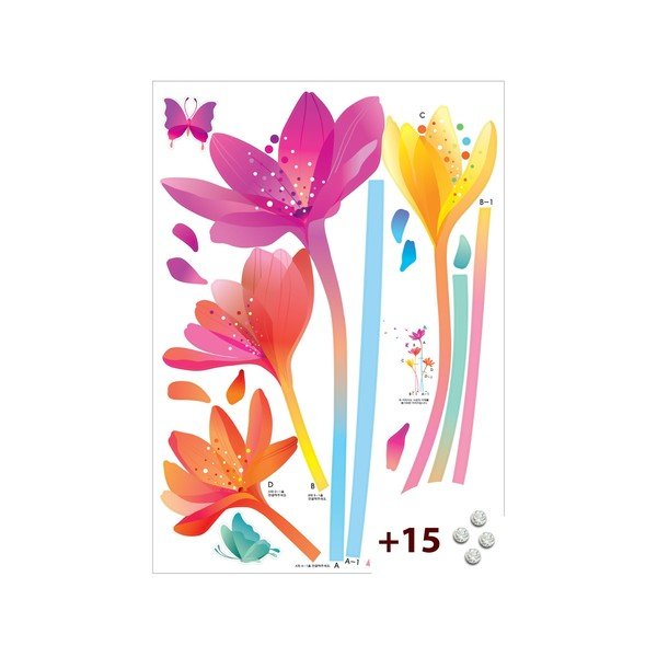Set samolepky a 15 Swarovski krystalů Ambiance Rainbow Flowers-image-1
