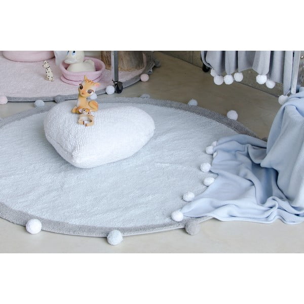 Светлосин ръчно изработен памучен детски килим подходящ за пране ø120 cm Bubbly – Lorena Canals-image-4