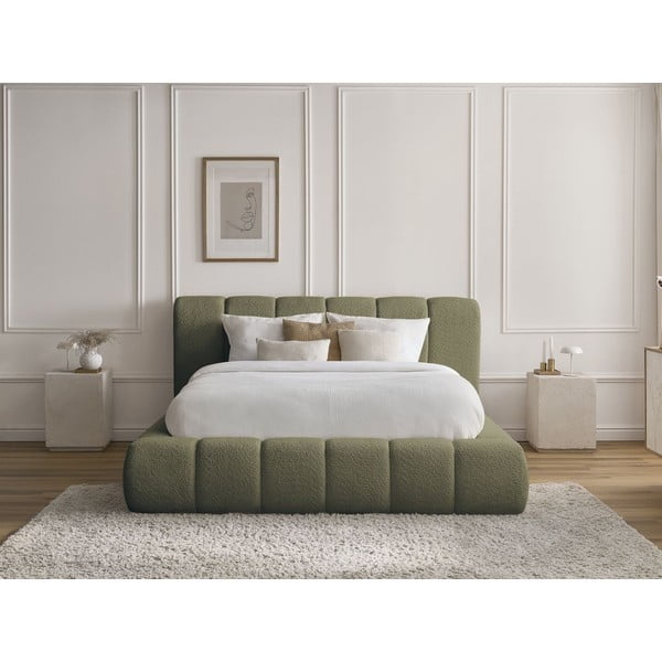 Зелено двойно тапицирано легло с място за съхранение с включена подматрачна рамка 160x200 cm Denali – Bobochic Paris-image-1