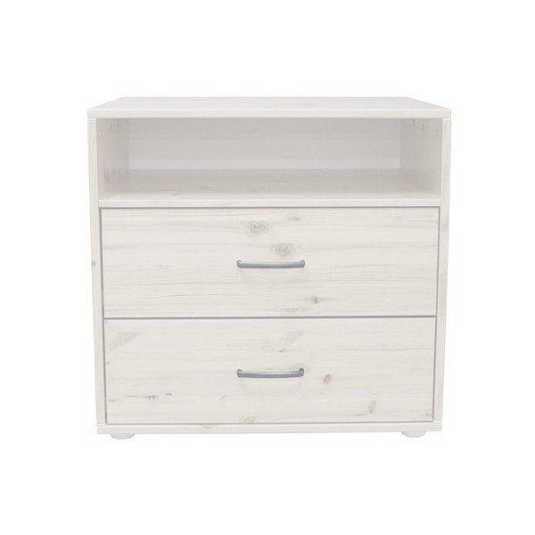 Бял детски скрин с 2 чекмеджета, изработен от борова дървесина Classic - Flexa-image-1