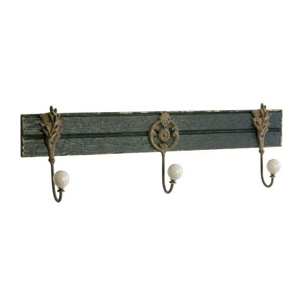 Dřevěný věšák se třemi háčky, antique black, 59 cm