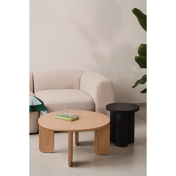 Черна кръгла масичка за кафе с дъбов плот ø 75 cm Kuvu – noo.ma-image-3