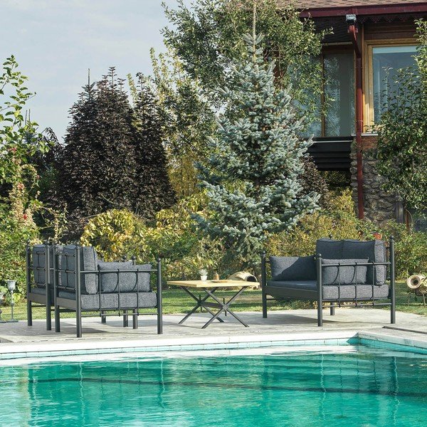 Градински комплект за 4 души в черен и тъмносив цвят Lalas – Floriane Garden-image-4