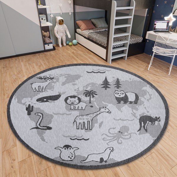 Сив кръгъл килим ø 120 cm Animal World - Hanse Home-image-2