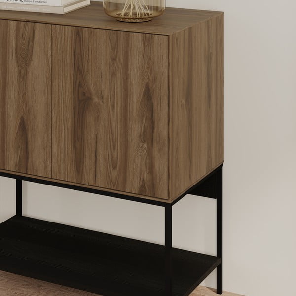 Черно-естествено шкафче от декор от дъб  80x90x40 cm Amira – Marckeric-image-4