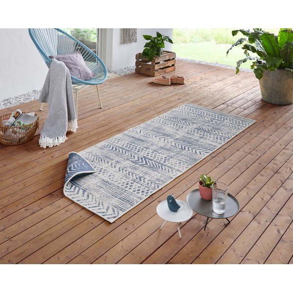 Синьо-кремав килим на открито , 80 x 250 cm Biri - NORTHRUGS-image-1