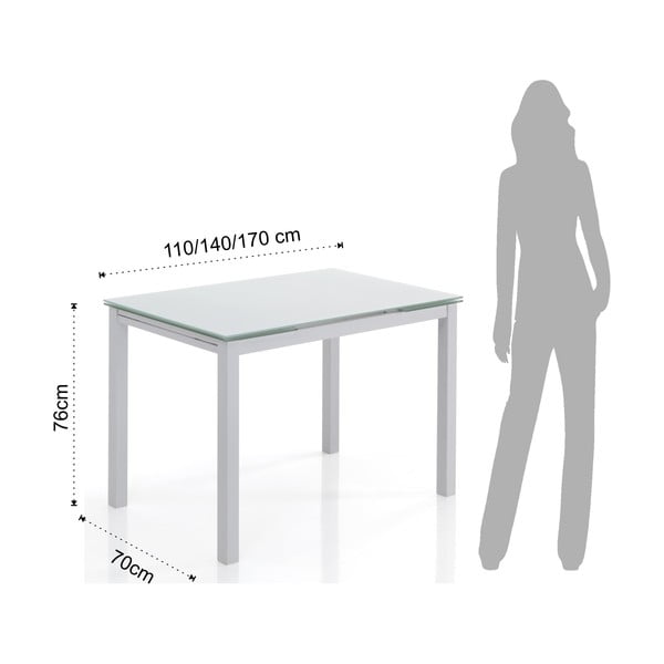 Сгъваема маса за хранене със стъклен плот 70x110 cm Fast - Tomasucci-image-4