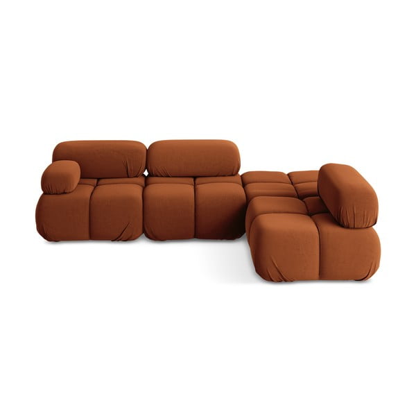 Оранжев кадифен модулен ъглов диван (десен ъгъл) Lokua – Makamii