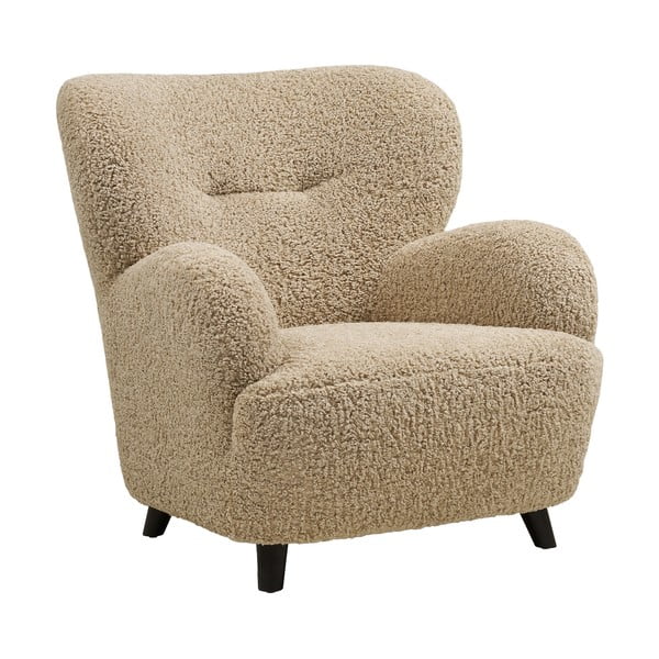 Светлокафяво кресло от прежда с примки от букле Lunaro – House Nordic