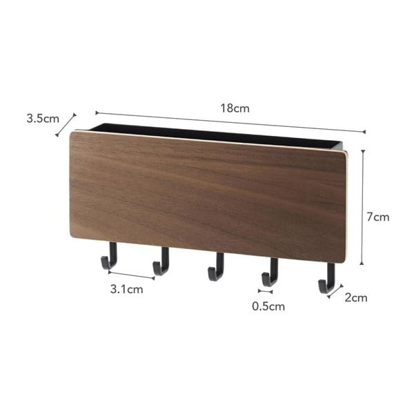 Черен ключодържател с рафт и дървен елемент Yamazaki Rin - YAMAZAKI-image-3