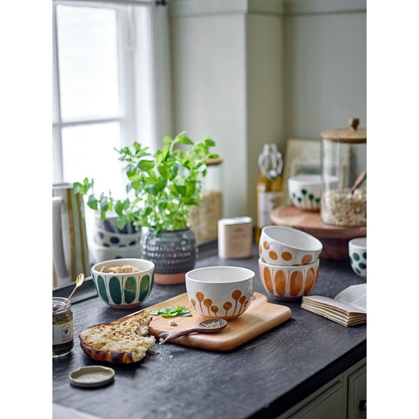 Бели/сини глинени купички в комплект 3 бр. 500 ml Linora – Bloomingville-image-2