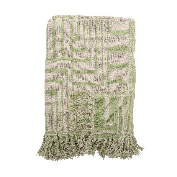 Зелено одеяло със смес от памук 130x155 cm Velva – Bloomingville
