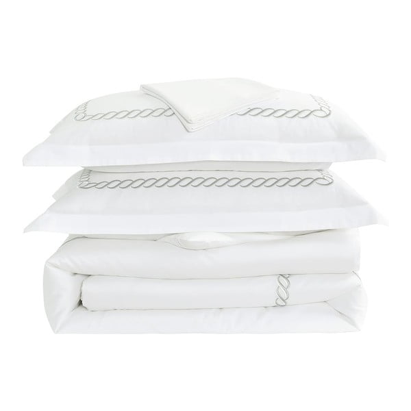 Бяло двойно удължено спално бельо от памучен сатен с включен долен чаршаф/6 части 240x220 cm Whispered Serenity – Mila Home Luxury