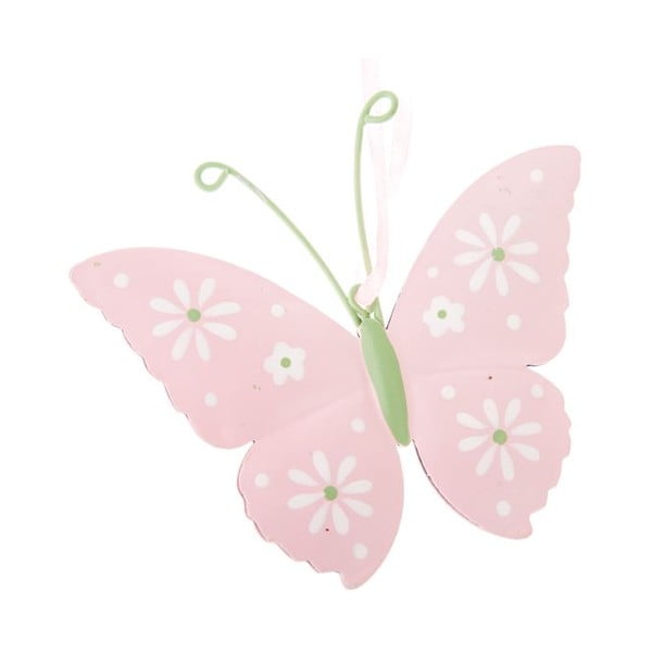 Комплект от 2 розови метални декорации за окачване на пеперуди - Dakls