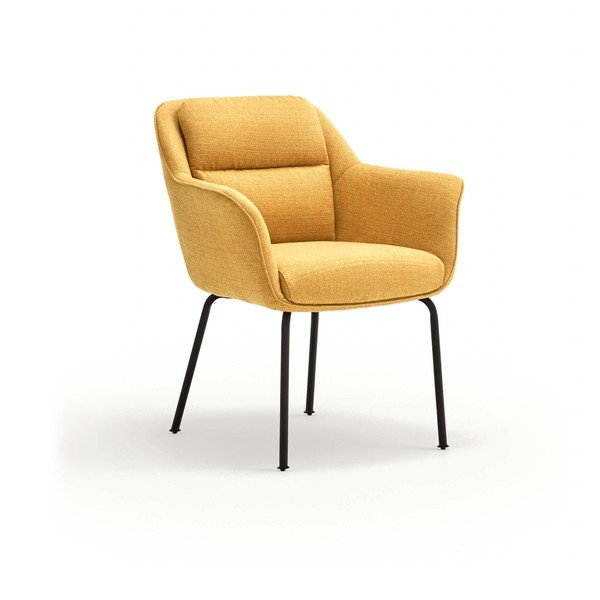 Тапициран трапезен стол с подлакътници в цвят горчица Sadira – Teulat