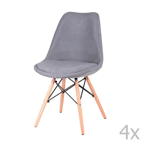 Комплект от 4 сиви трапезни стола Lindy - sømcasa