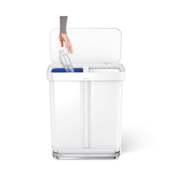 Бяло стоманено кошче за боклук с педал 58 l – simplehuman-image-2