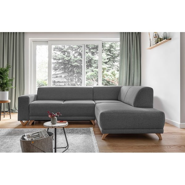 Сив разтегателен/с място за съхранение ъглов диван (десен ъгъл/L форма) Classy Sophie – Miuform-image-1