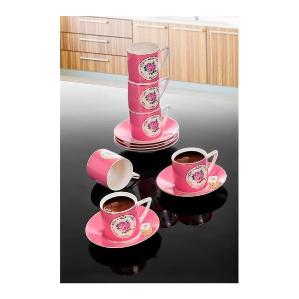 Růžový porcelánový set Cihan Bilisim Tekstil