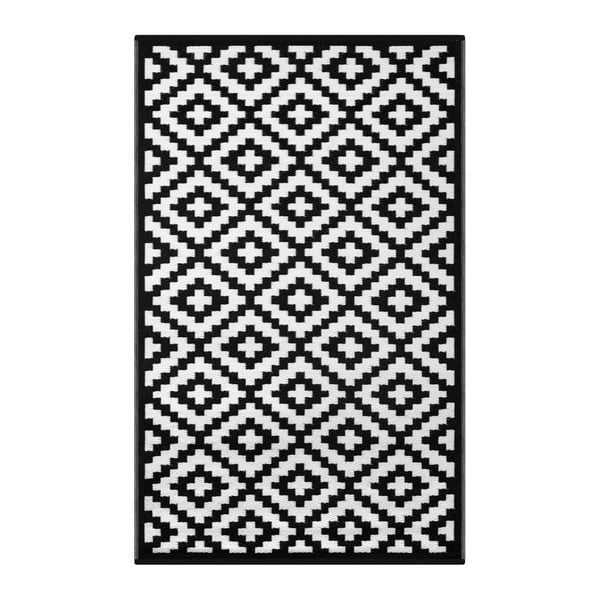 Черно-бял двустранен килим за открито Gahna, 150 x 240 cm - Green Decore