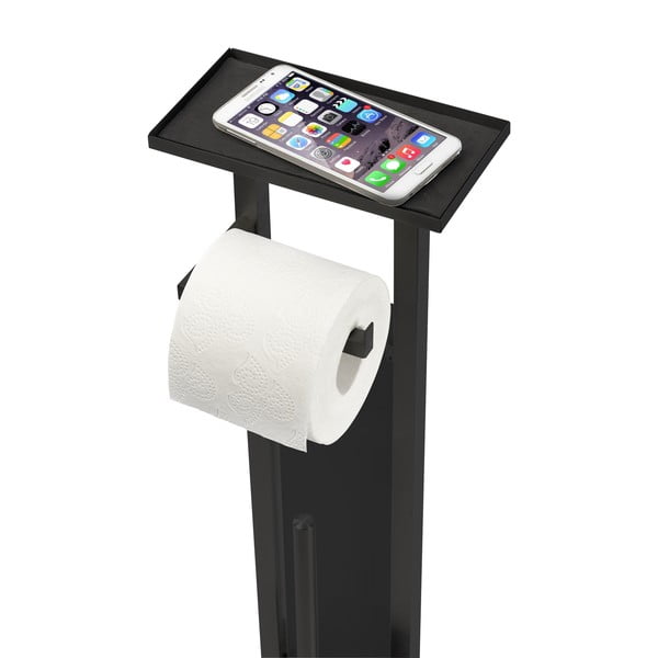 Черна поставка за тоалетна хартия с четка от неръждаема стомана Debar - Wenko-image-2