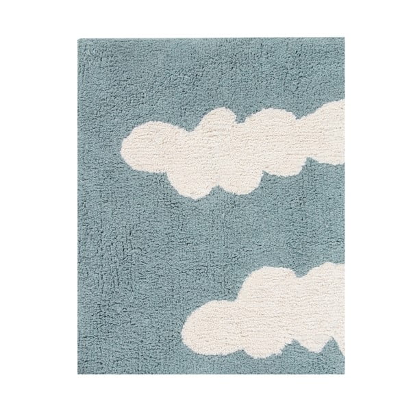 Син ръчно изработен памучен детски килим подходящ за пране 120x160 cm Clouds Vintage Blue – Lorena Canals-image-4