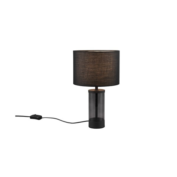 Черна настолна лампа с текстилен абажур (височина 33,5 cm) Grazia - Trio-image-1