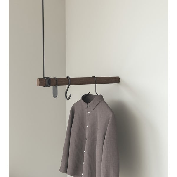 Кафява стенна закачалка от масивен дъб 50 cm Swing – LIND DNA-image-2