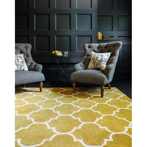 Ръчно изработен вълнен килим в цвят жълта охра 120x170 cm Albany – Asiatic Carpets-image-1