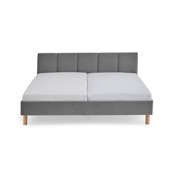 Сиво двойно легло 180x200 cm тапицирано без ламелно дъно Joker – Meise Möbel-image-3