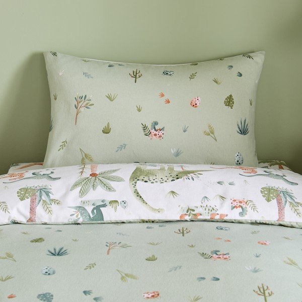 Кремаво единично  фланелено детско спално бельо 135x200 cm Brushed Sleepy Saurus Dino – Catherine Lansfield-image-3