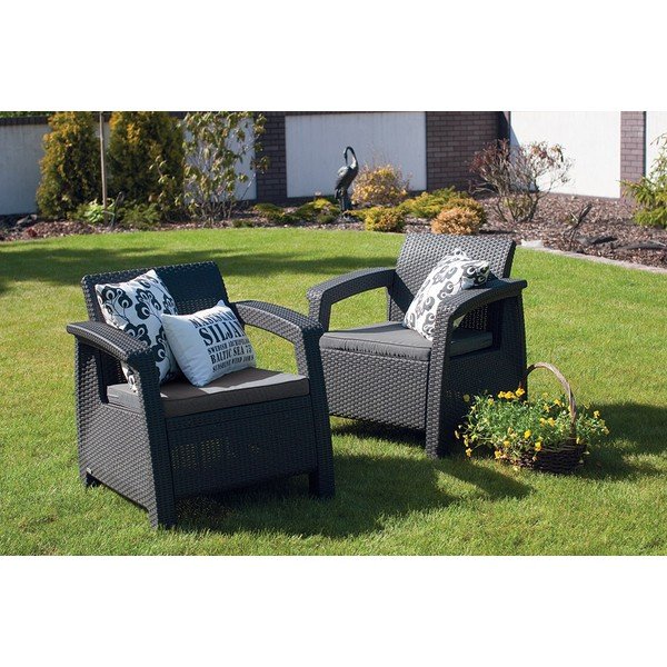 Тъмносиво градинско кресло Corfu – Keter-image-2