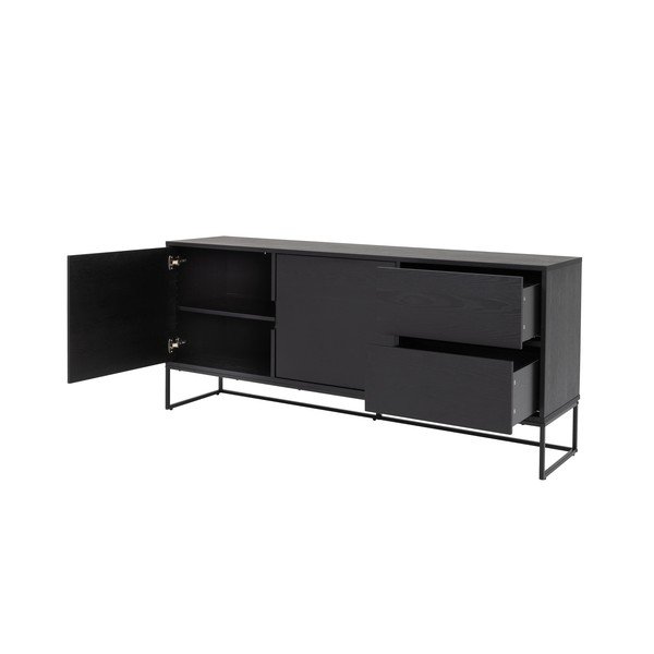 Черен нисък скрин с декор от ясен 176x76 cm Lipp - Tenzo-image-4