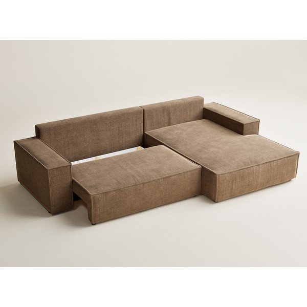 Светлокафяв шенилов сгъваем/с място за съхранение ъглов диван (десен ъгъл) Maze – Maison de Rêve-image-3