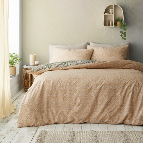 Зелено-бежово двойно  спално бельо 200x200 cm Alba Geo – Pineapple Elephant-image-2