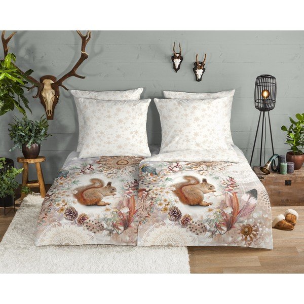 Бяло фланелено спално бельо за единично легло 140x200 cm - HIP-image-1