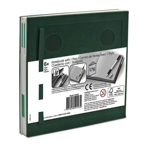 Зелена квадратна тетрадка с гел писалка , 15,9 x 15,9 cm - LEGO®-image-2