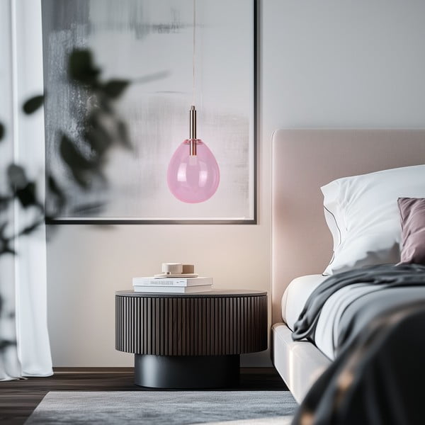 Лилаво LED висящо осветително тяло със стъклен абажур Lukka – Candellux Lighting-image-1