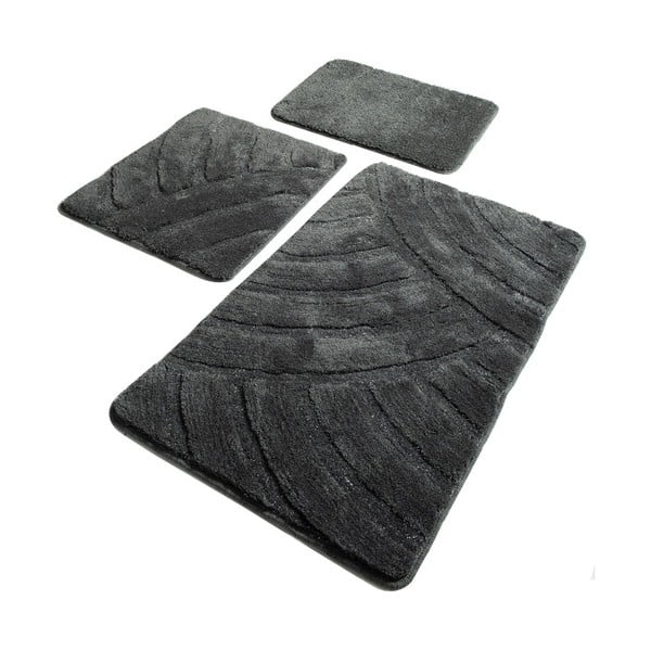 Комплект от 3 тъмно сиви килимчета за баня Alya Fume - Confetti Bathmats