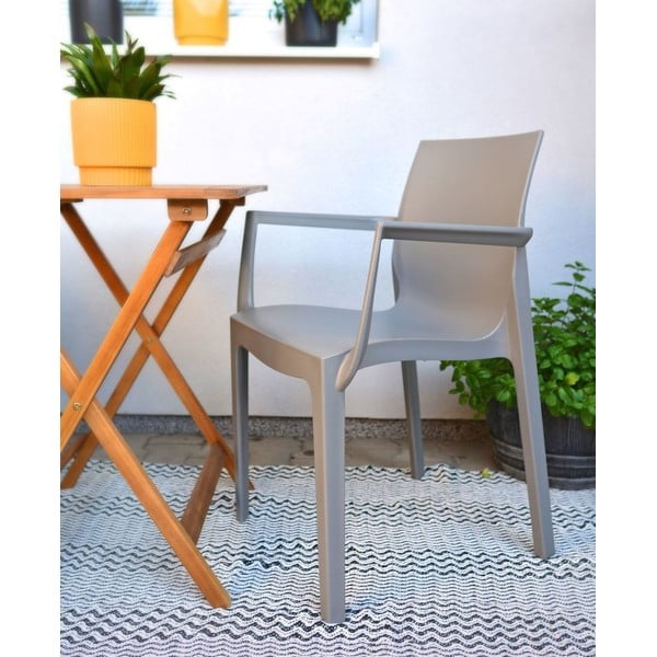 Бежов пластмасов градински стол Emma - Rojaplast-image-1