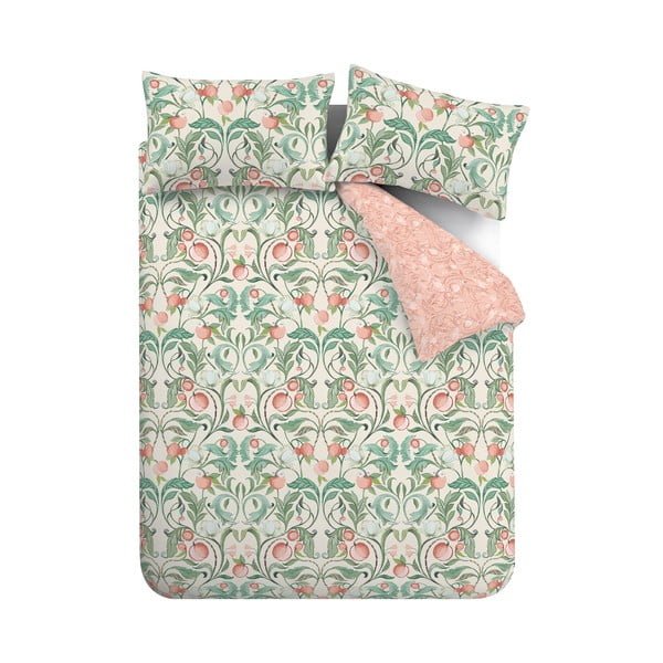 Зелено-розово спално бельо за двойно легло 200x200 cm Clarence Floral - Catherine Lansfield