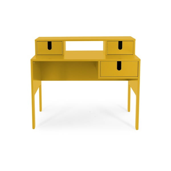 Жълта работна маса с 3 чекмеджета Uno - Tenzo
