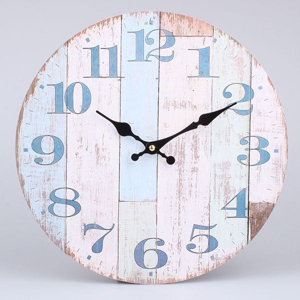 Dřevěné hodiny Blue Country, 34x34 cm