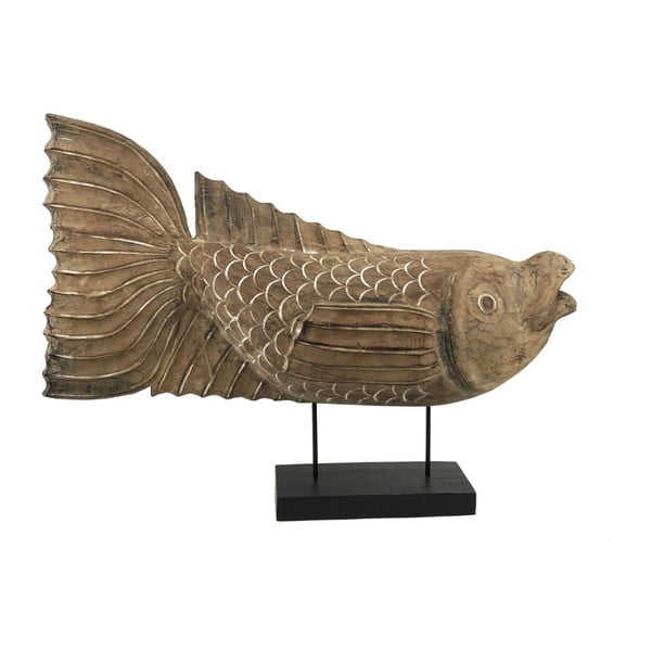 Декоративна фигурка от тиково дърво Издълбана риба - Moycor