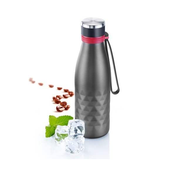 Сива силиконово-неръждаема бутилка за пътуване 550 ml Viva - Westmark-image-4