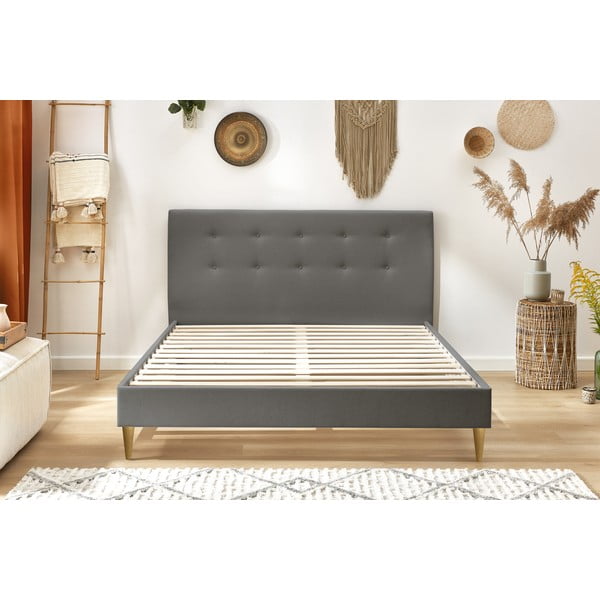 Антрацит тапицирано двойно легло с решетка 180x200 cm Rory - Bobochic Paris-image-1