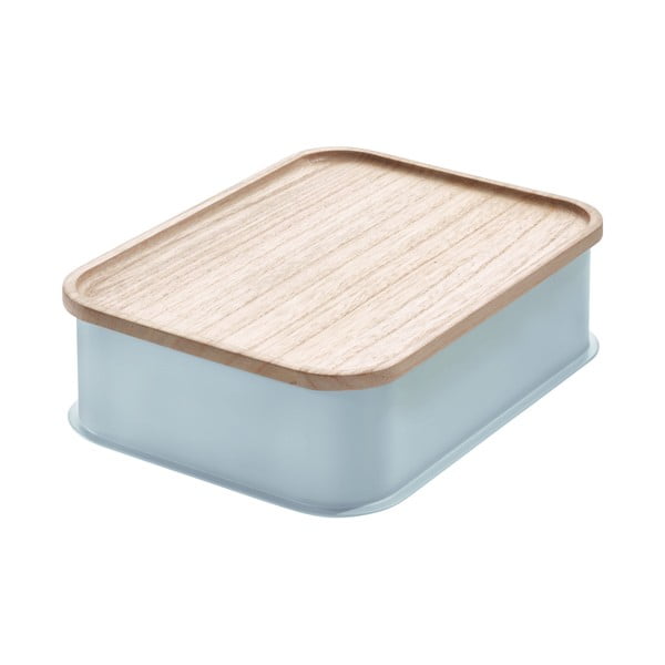 Сива кутия за съхранение с капак, изработена от дърво от пауловния , 21,3 x 30,2 cm Eco - iDesign